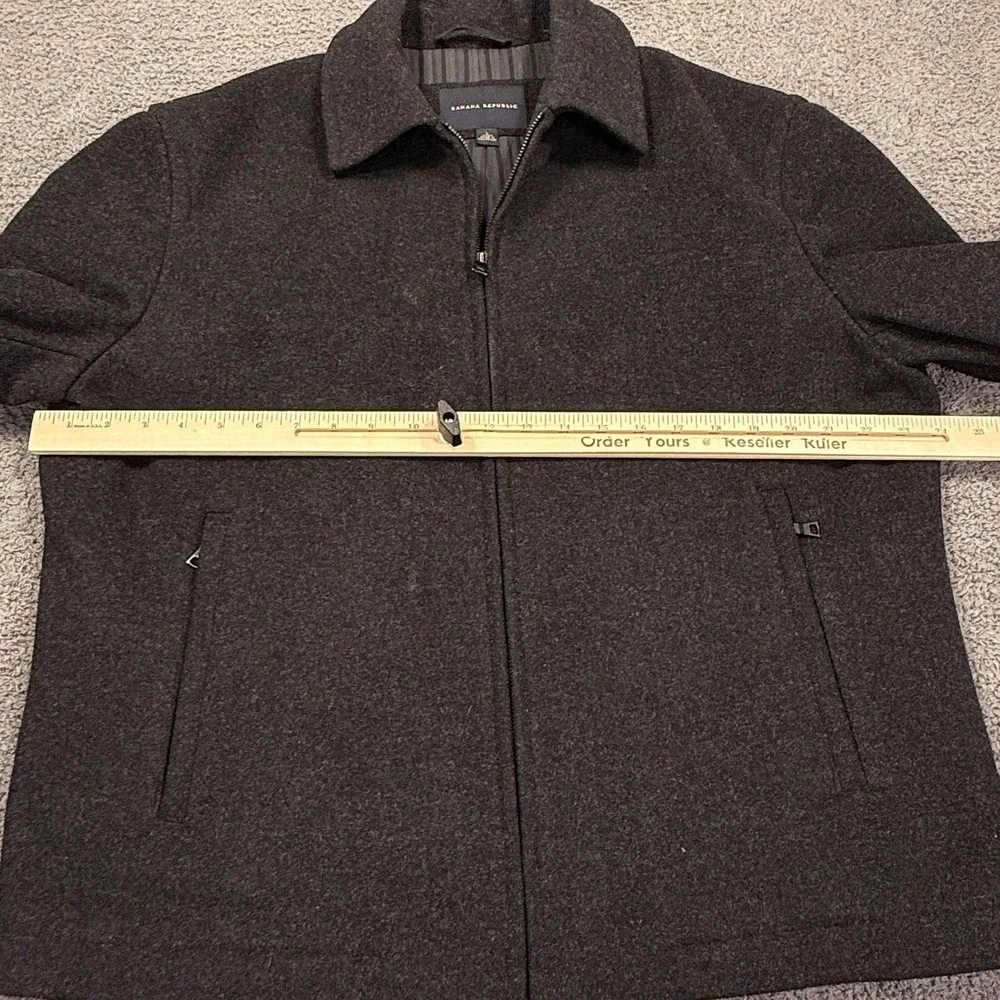 Banana Republic‎ Jacket Mens Extra Large Charcoal Wool Cashmere Blend Zip Lined